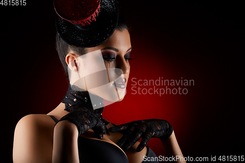 Image of beautiful girl in cabaret style outfit
