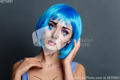 Image of beautiful girl with pop art makeup