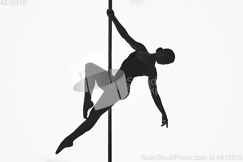 Image of beautiful pole dancer girl silhouette