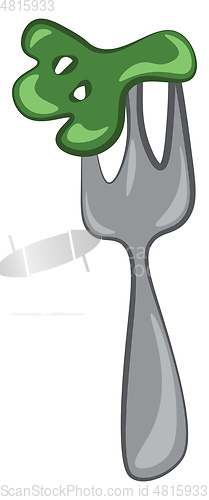 Image of Fork with broccoli vector color illustration.