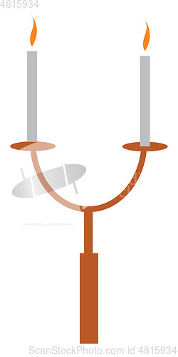 Image of Two arm candle stand vector or color illustration