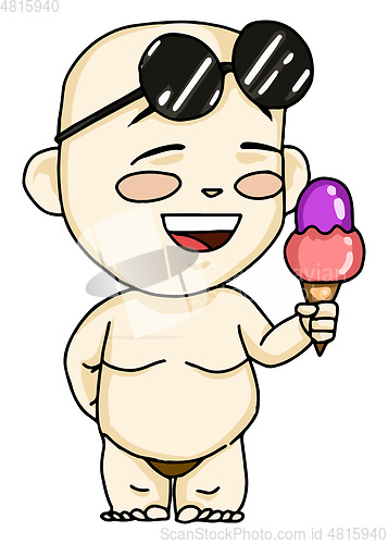 Image of Asian baby in summer vector or color illustration