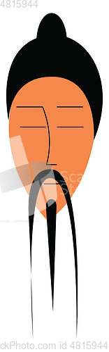 Image of Asian man with long mustache vector or color illustration