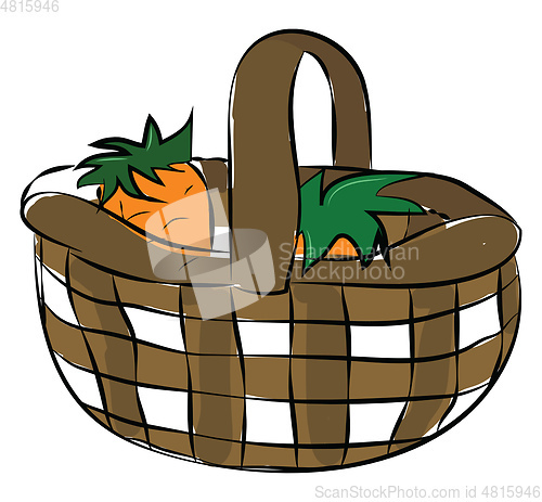 Image of Clipart of a beautiful vegetable basket carrying few sleeping ca