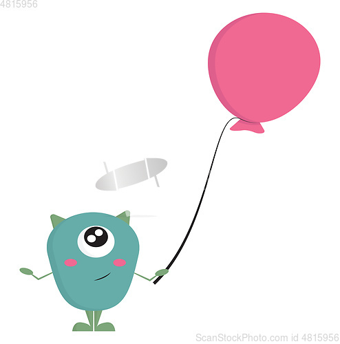 Image of blue monster with balloon