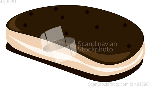 Image of A two-layered ice cream sandwich with chocolate vanilla and stra