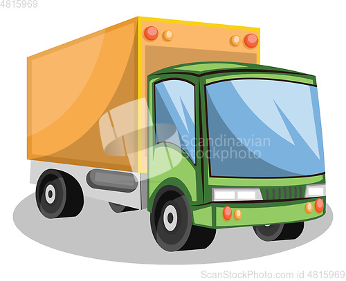 Image of Green and yellow transporting truck vector illustration on white