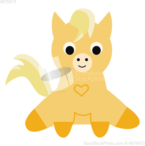 Image of A yellow-colored cute little poni vector or color illustration