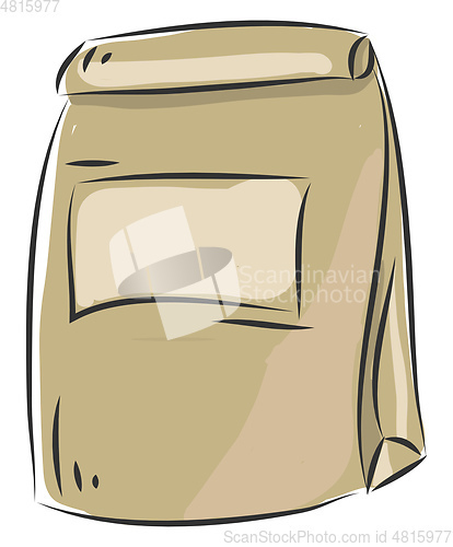 Image of Simple beige paperbag vector illustration on white background 