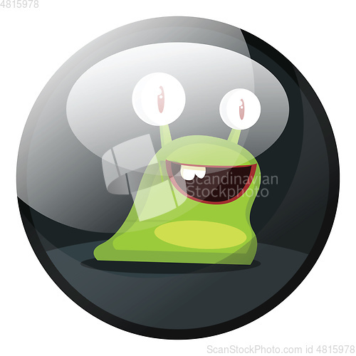 Image of Cartoon character of a green smiling snail vector illustration i