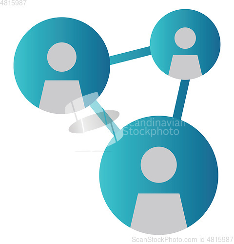 Image of Simple blue vector illustration of a networking icon on a white 
