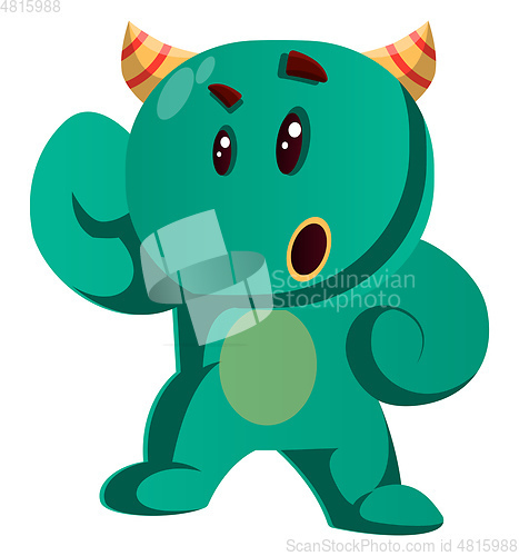 Image of Green monster looking confusedvector illustrationGreen monster l