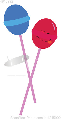 Image of PrintBlue and pink lollipops vector illustration on white backgr