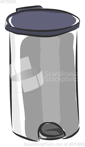 Image of Silver stainless steel trash can illustration color vector on wh