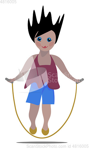 Image of Clipart of a small girl playing in a jumping rope vector or colo