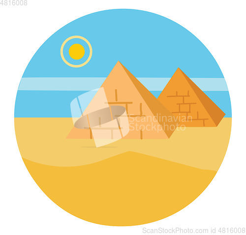 Image of The landscape of pyramids and the rising sun vector or color ill