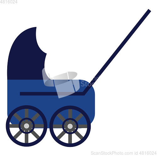 Image of Blue baby carriage vector illustration on white background