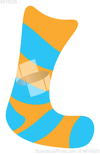 Image of A blue and yellow sock vector or color illustration
