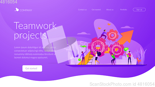 Image of Teamwork power landing page template