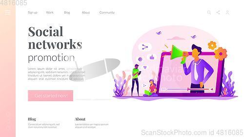 Image of Social network promotion landing page template