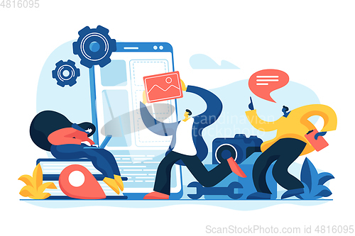 Image of Mobile application development concept vector illustration