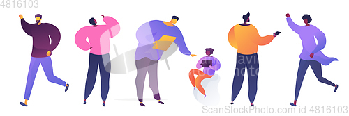 Image of People in various poses flat vector illustrations set