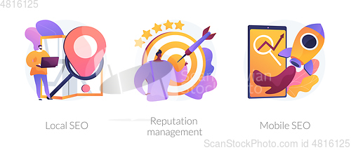 Image of SEO management vector concept metaphors.