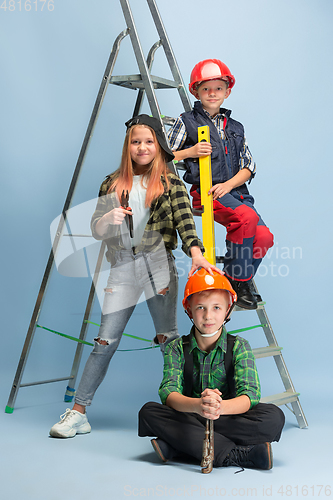 Image of Kids dreaming about future profession of engineer