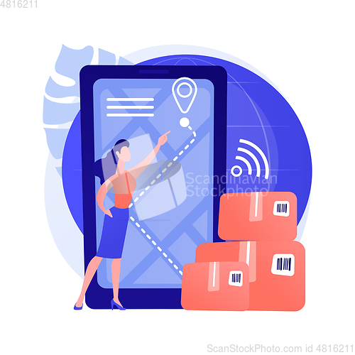 Image of Smart delivery tracking abstract concept vector illustration.