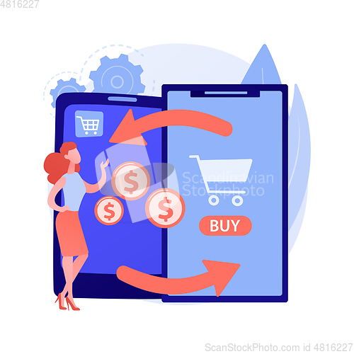Image of Mobile device trade-in abstract concept vector illustration.
