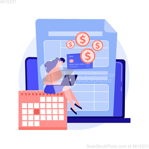 Image of Pay a balance owed abstract concept vector illustration.