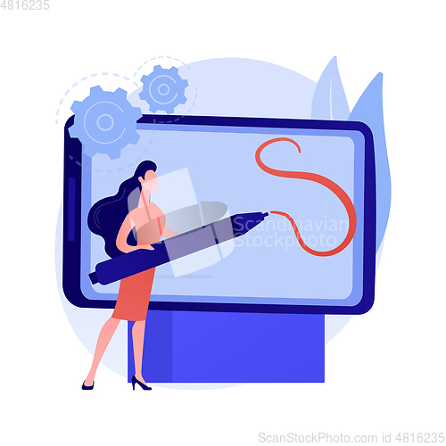 Image of Digital pen abstract concept vector illustration.