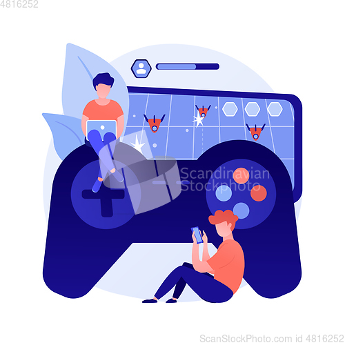 Image of Gaming disorder abstract concept vector illustration.