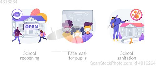 Image of Back to school covid-19 prevention abstract concept vector illustrations.