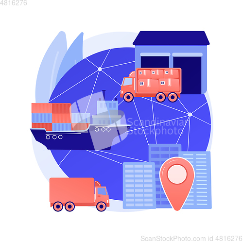 Image of Blockchain in transport technology abstract concept vector illustration.