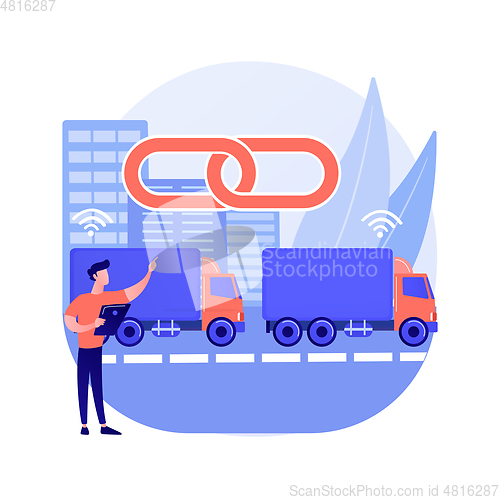 Image of Truck platooning abstract concept vector illustration.