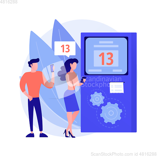 Image of Electronic queuing system abstract concept vector illustration.