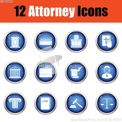 Image of Set of attorney  icons.  