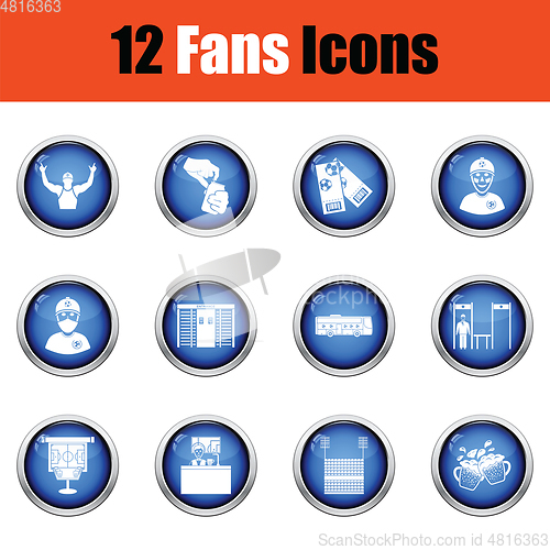 Image of Set of soccer fans icons.