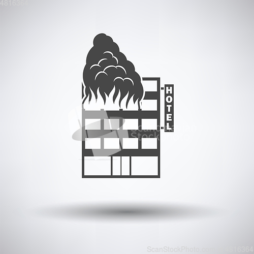 Image of Hotel building in fire icon