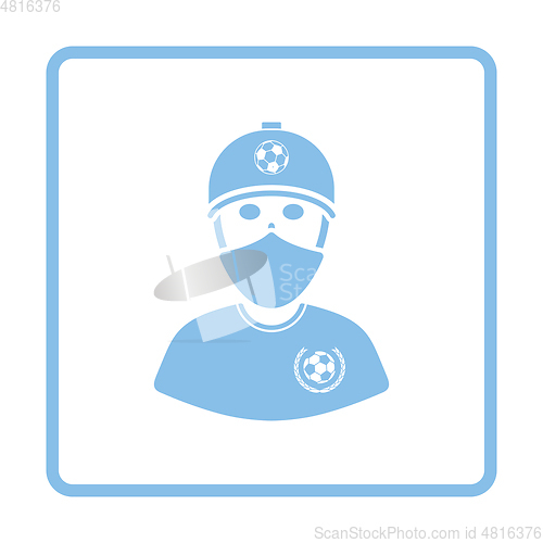 Image of Football fan with covered  face by scarf icon