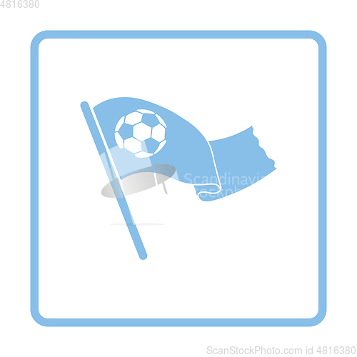 Image of Football fans waving flag with soccer ball icon