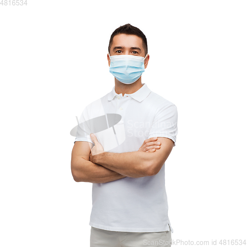 Image of young man in protective medical mask