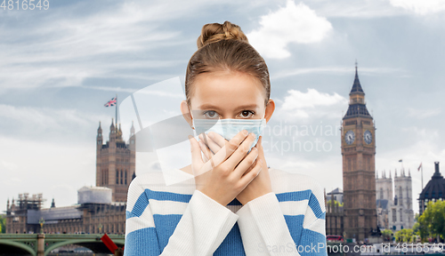 Image of teenage girl in protective medical mask in london