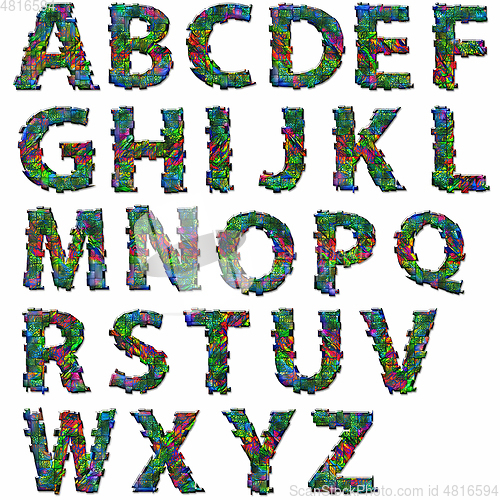 Image of 3D render of alphabet  collection with handpainted texture 