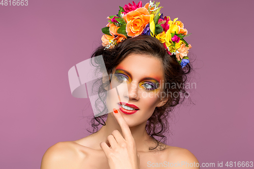 Image of beautiful girl with flower accessories