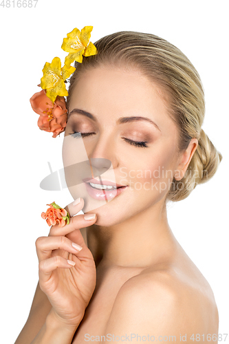 Image of beautiful girl with flowers on head