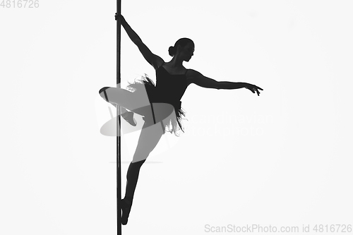 Image of beautiful pole dancer girl silhouette