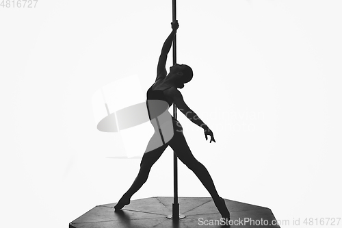 Image of beautiful pole dancer girl silhouette