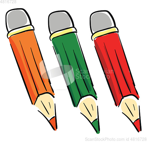 Image of A 3 colors pencil, vector color illustration.